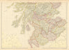 SCOTLAND SOUTH. Showing counties & railways. BLACKIE 1886 old antique map