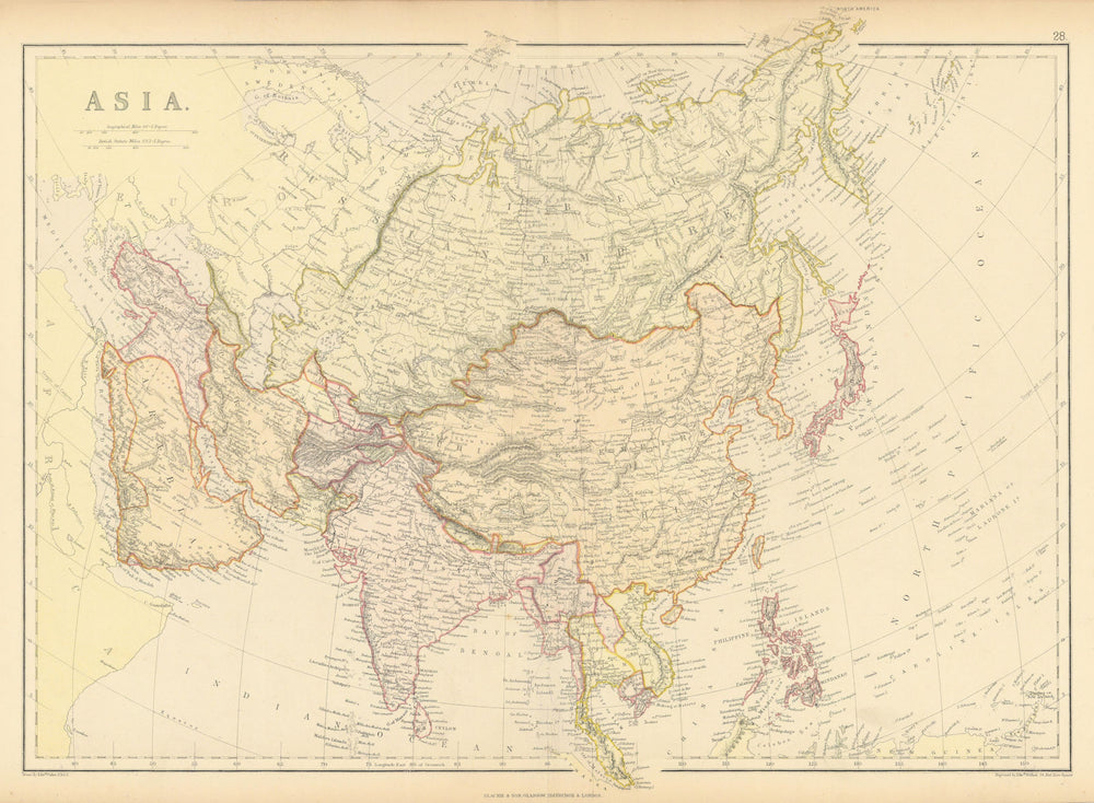 ASIA."Hindostan" Pegu Niphon Persia Anam Siam "Abou Thubbi" (Abu Dhabi) 1886 map