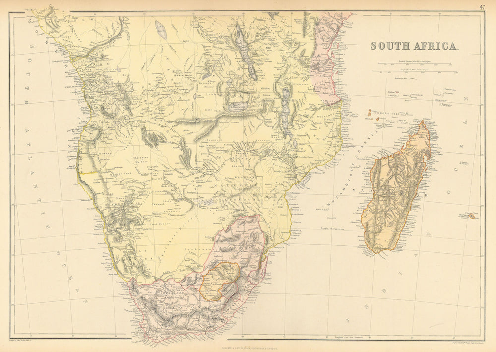 EARLY COLONIAL SOUTHERN AFRICA.Ovaherero Great Namaqua Land Cape Colony 1886 map