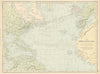 NORTH ATLANTIC OCEAN. Telegraph cables/dates. Ocean currents/velocities 1886 map