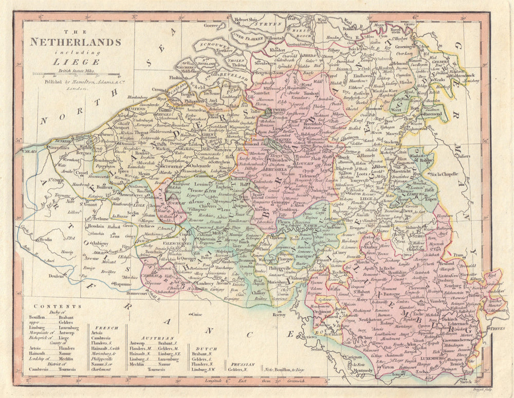 The Netherlands including Liege. Belgium. WILKINSON 1828 old antique map chart