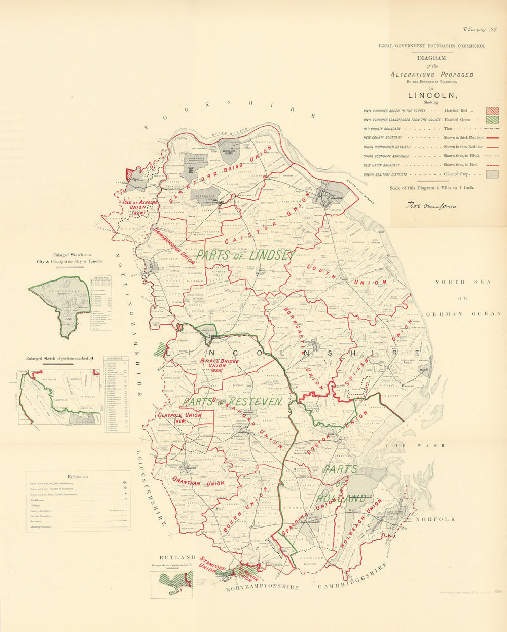 Alterations Proposed in Lincolnshire. JONES. BOUNDARY COMMISSION 1888 old map