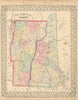 New Hampshire and Vermont State map in counties by S. Augustus Mitchell 1869