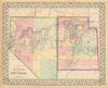 County map of Utah and Nevada by Samuel Augustus Mitchell. State map 1869