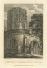 N.W view of St. Sepulchre's Church, in Cambridge. HEARNE 1810 old print