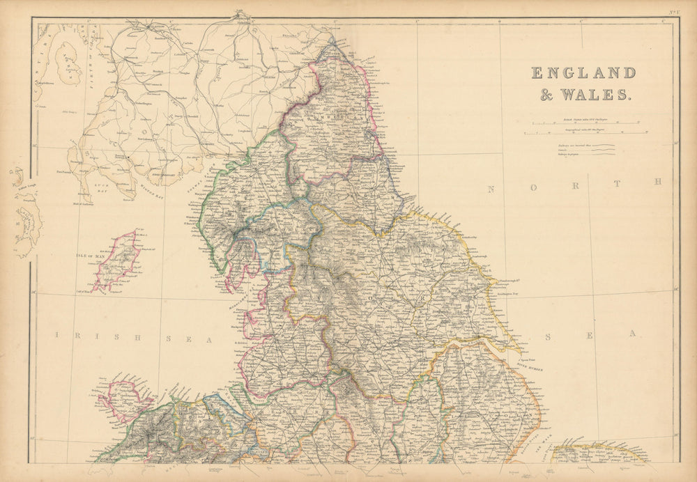 England and Wales (North Part) by Edward Weller 1859 old antique map chart