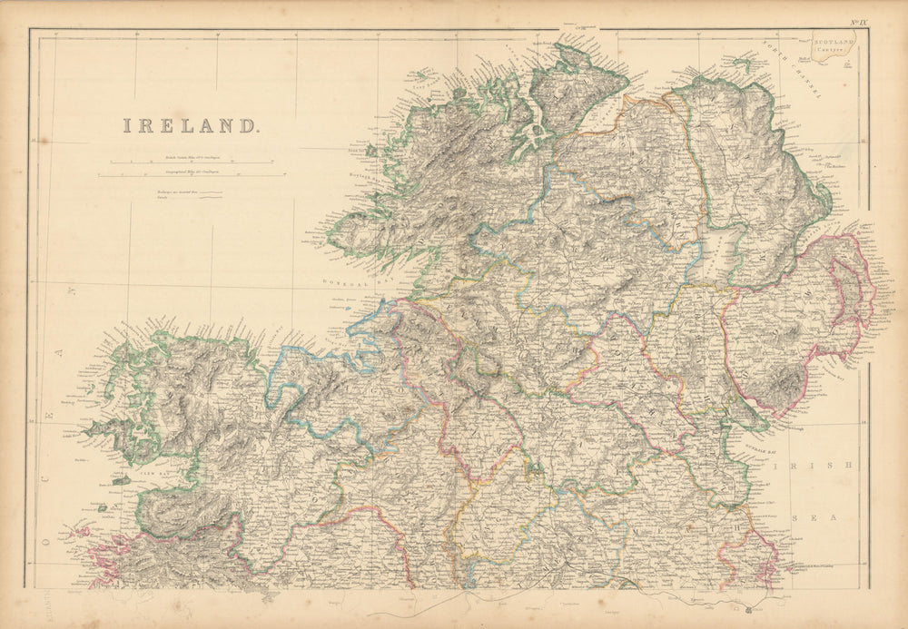 Ireland (North Part) by Edward Weller. Ulster 1859 old antique map plan chart