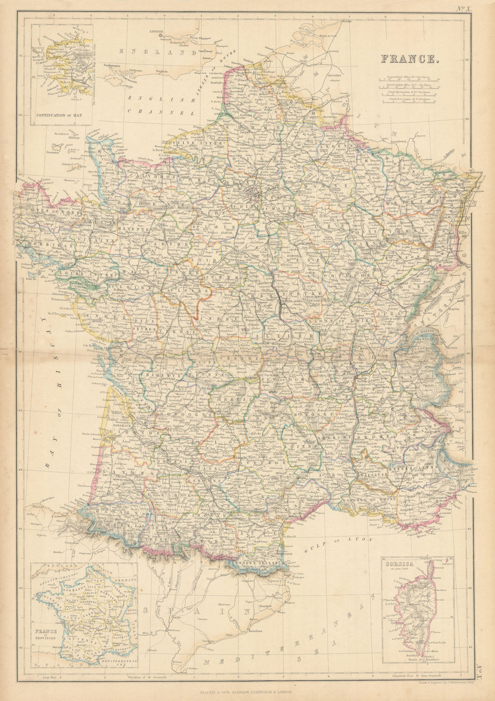 France in Departments by John Bartholomew. With Savoy/Savoie & Nice 1859 map