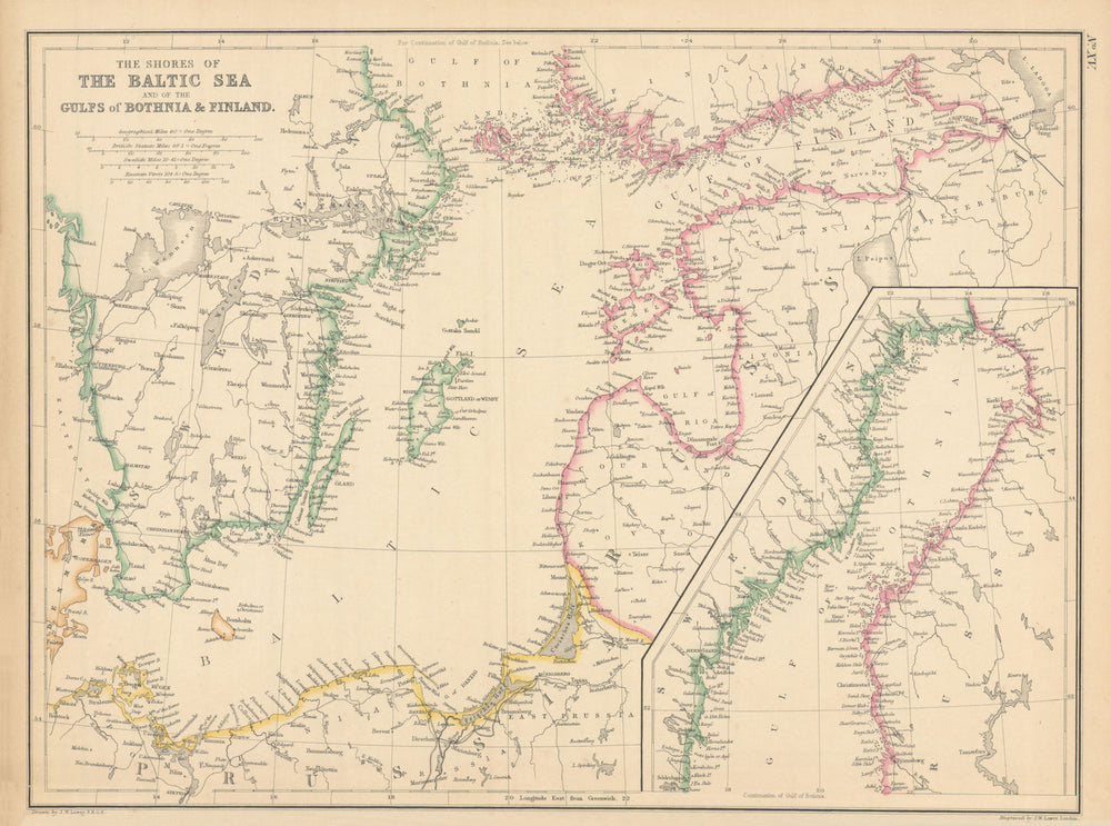 The shores of the Baltic Sea & the Gulfs of Bothnia & Finland. LOWRY 1859 map