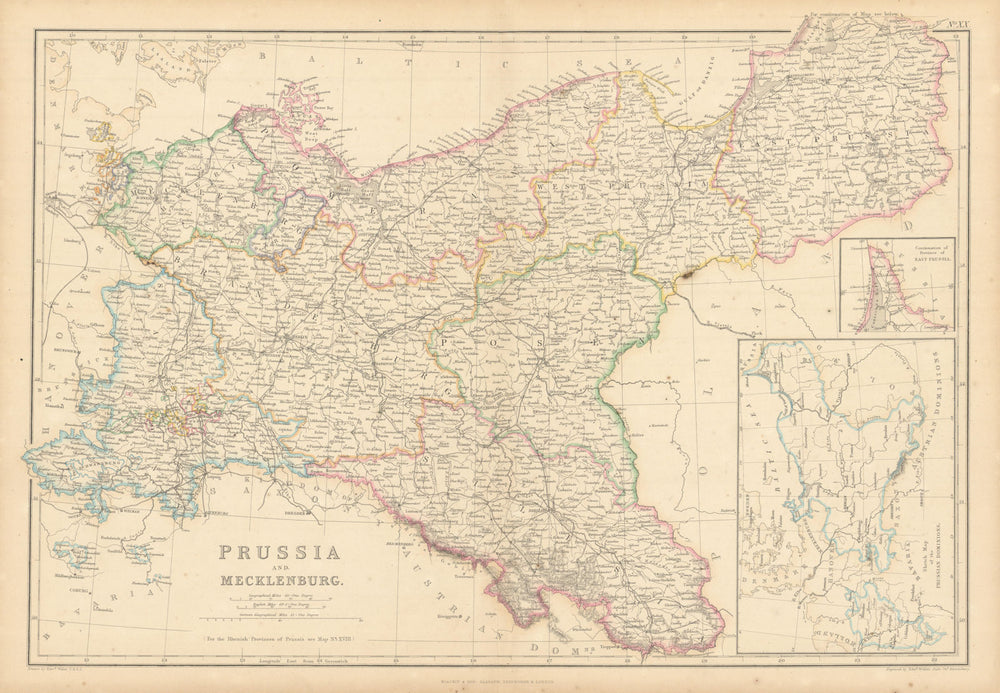 Prussia and Mecklenburg by Edward Weller. Germany & Poland 1859 old map