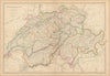 Switzerland in cantons by William Hughes. Glaciers 1859 old antique map chart