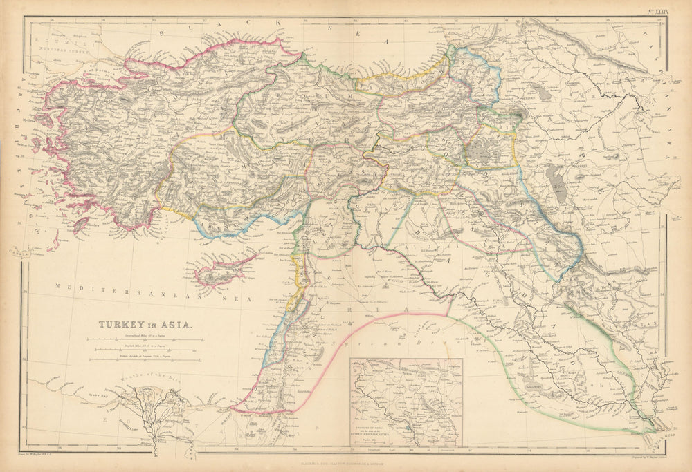 Turkey in Asia. Mosul Assyrian Cities. Koordistan/Kurdistan. HUGHES 1859 map