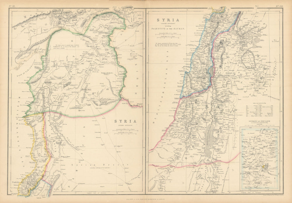 Syria including Palestine & the Hauran. Lebanon Beirut Israel. HUGHES 1859 map