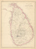 The Island of Ceylon by Edward Weller. Sri Lanka 1859 old antique map chart