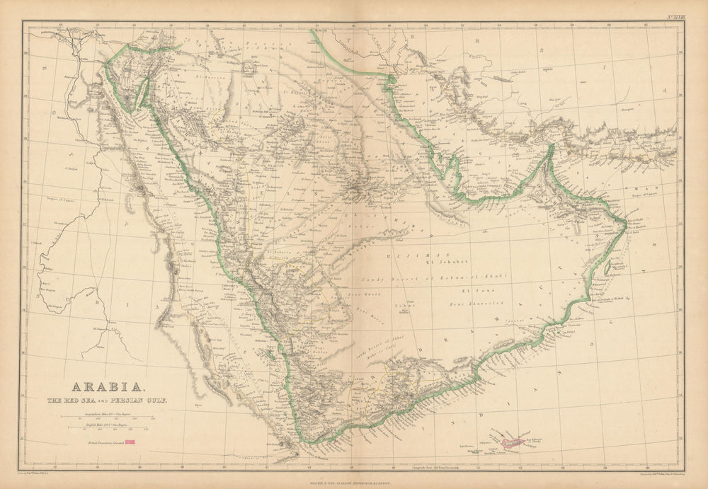 Arabia, Red Sea & Persian Gulf Debai/Dubai Abou Thubbi/Abu Dhabi WELLER 1859 map
