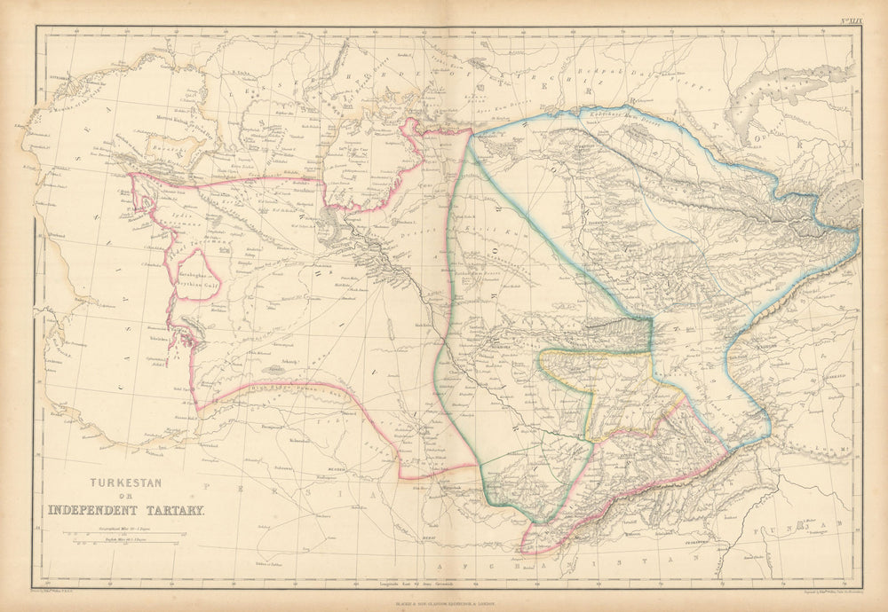 Turkestan, or Independent Tartary by Edward Weller. Central Asia 1859 old map