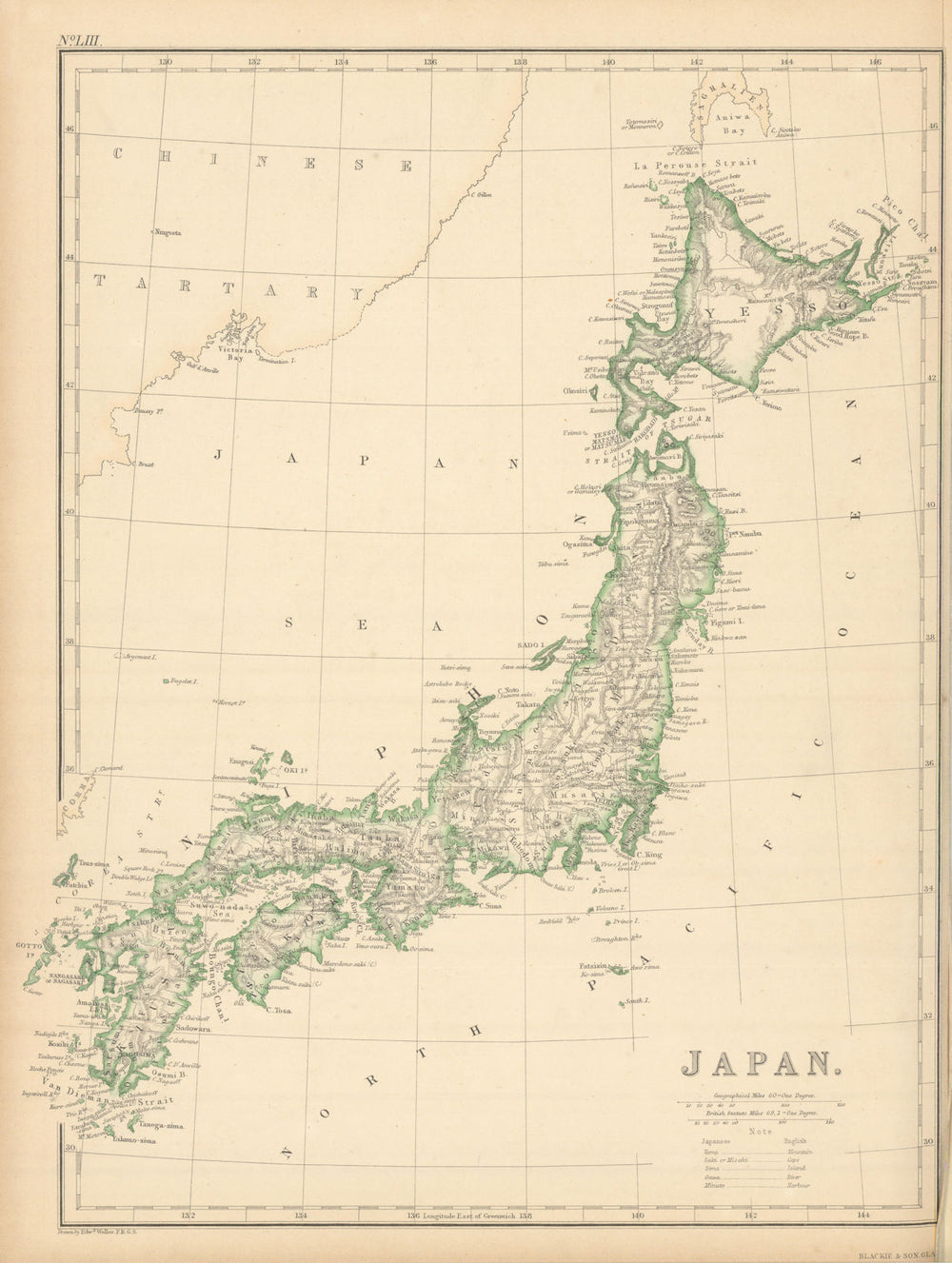 Japan by Edward Weller 1859 old antique vintage map plan chart
