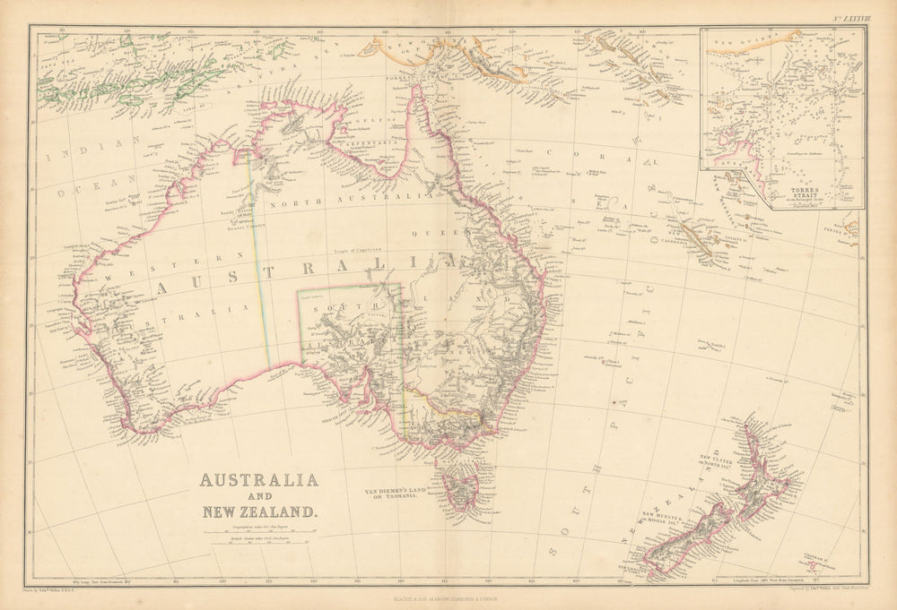 Australia & New Zealand. Torres Str. New Ulster/Munster/Leinster WELLER 1859 map