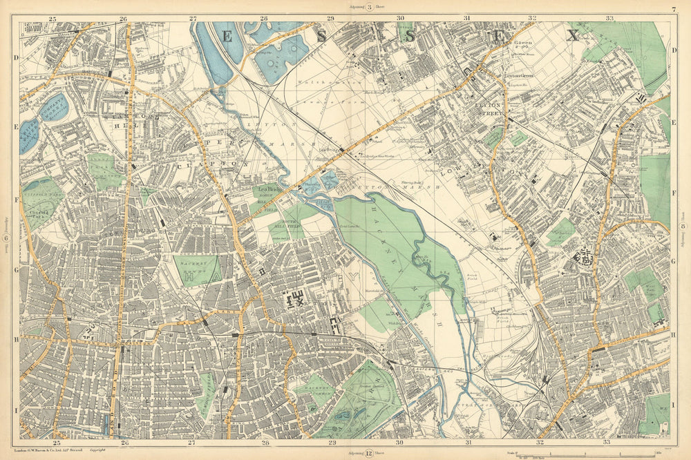 HACKNEY STRATFORD LEYTON/STONE STOKE NEWINGTON Clapton Dalston. BACON  1900 map