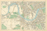 LONDON Chiswick Barnes Fulham Chelsea Putney Wandsworth Clapham. BACON  1900 map