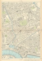 TOWER HAMLETS Bow Poplar Stepney Limehouse Mile End Bromley 1900 old map