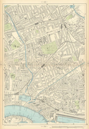 TOWER HAMLETS Bow Poplar Stepney Limehouse Mile End Bromley 1900 old map