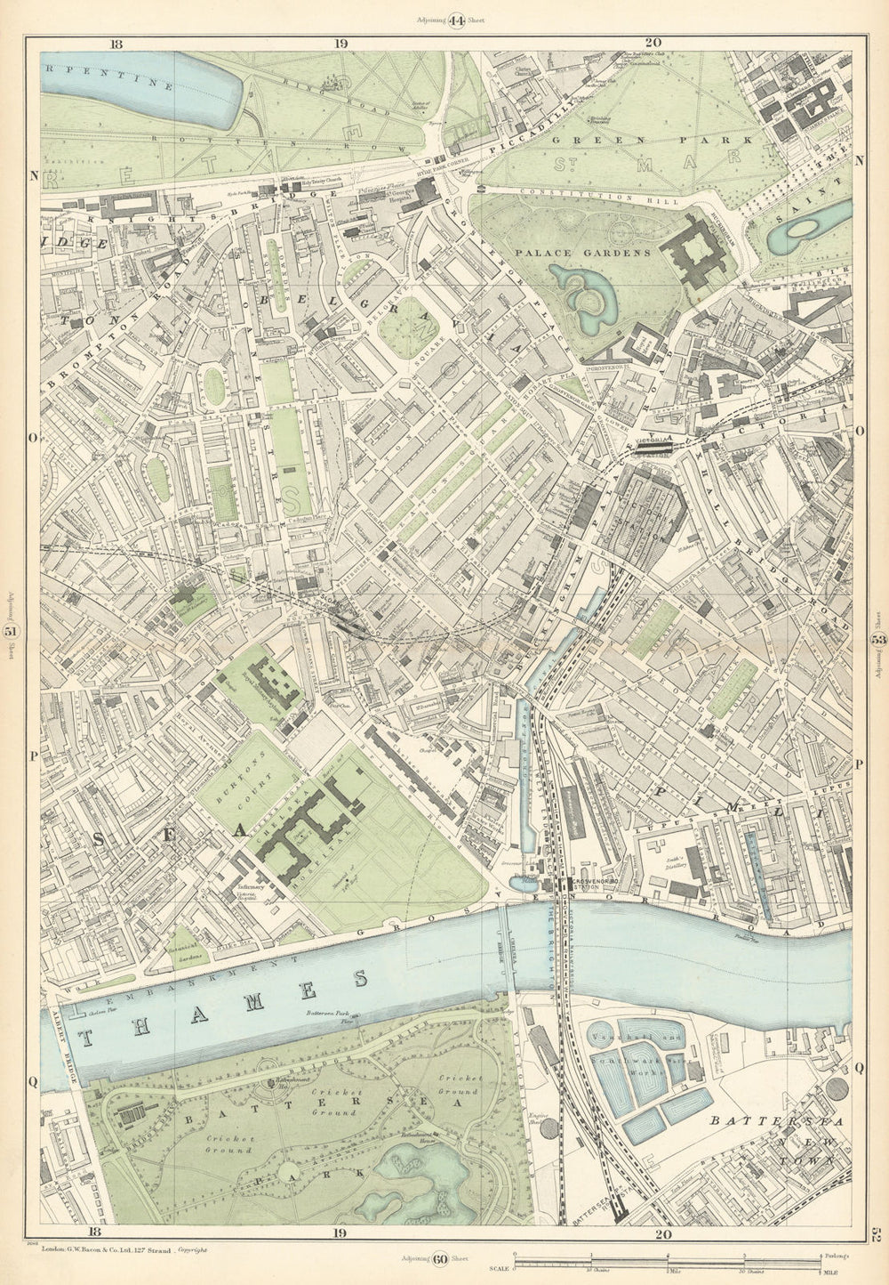 BELGRAVIA Chelsea Pimlico Battersea Park Nine Elms Brompton Victoria 1900 map