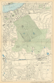 GREENWICH Lewisham Blackheath Lee Shooter's Hill 1900 old antique map chart