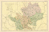 HERTFORDSHIRE county map. Parliamentary constituencies. Railways. BACON 1900