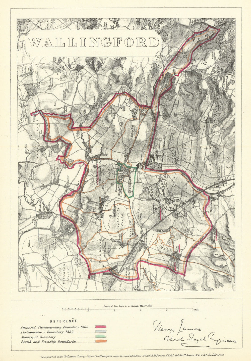 Wallingford, Berkshire. JAMES. Parliamentary Boundary Commission 1868 old map