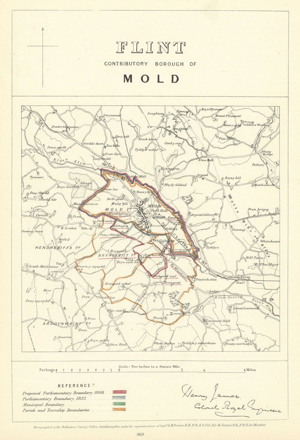 Flint Contributory Borough of Mold. JAMES. Boundary Commission 1868 map