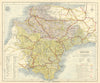 Devon county map showing Post Towns & Market Days. LETTS 1884 old antique