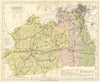 Surrey county map showing Post Towns & Market Days. LETTS 1884 old antique