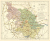 Yorkshire, West Riding county map showing Post Towns & Market Days. LETTS 1884