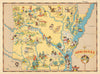 Arkansas. Pictorial state map by Ruth Taylor White 1935 old vintage chart