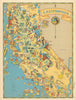 California. Pictorial state map by Ruth Taylor White 1935 old vintage