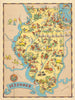Illinois. Pictorial state map by Ruth Taylor White 1935 old vintage chart