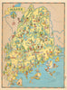 Maine. Pictorial state map by Ruth Taylor White 1935 old vintage chart