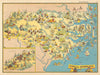 North Carolina. Pictorial state map by Ruth Taylor White 1935 old vintage