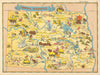 North Dakota. Pictorial state map by Ruth Taylor White 1935 old vintage