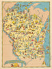 Wisconsin. Pictorial state map by Ruth Taylor White 1935 old vintage chart