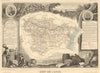 Département de l'AUDE. Decorative antique map/carte by Victor LEVASSEUR 1852