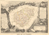 Département de la CORRÈZE. Decorative antique map/carte. Victor LEVASSEUR 1852