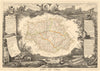 Département du GERS. Decorative antique map/carte by Victor LEVASSEUR 1852