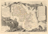 Département de l'ISÈRE. Decorative antique map/carte by Victor LEVASSEUR 1852