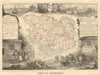 Département du MORBIHAN. Decorative antique map/carte by Victor LEVASSEUR 1852