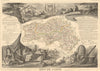 Département de l'ORNE. Decorative antique map/carte by Victor LEVASSEUR 1852