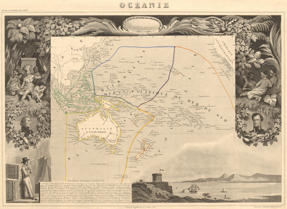 OCEANIE. Oceania. Australia New Zealand. Antique map/carte. LEVASSEUR 1852