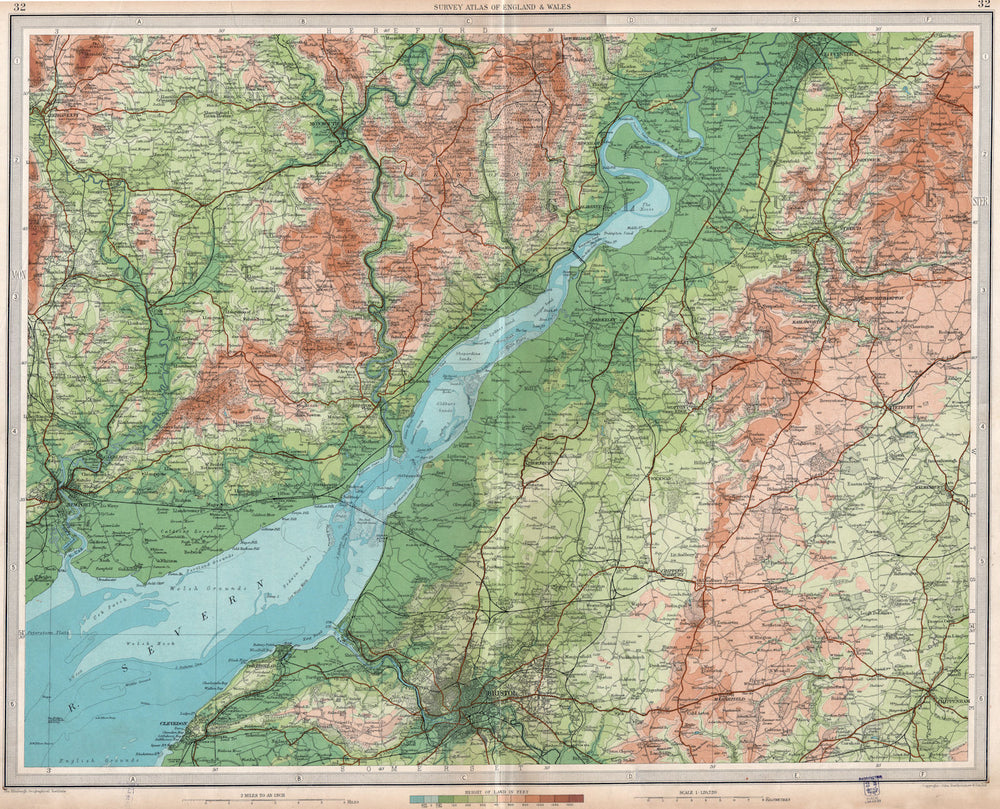 SEVERN ESTUARY. Bristol Newport Monmouth Gloucester Stroud. LARGE 1939 old map