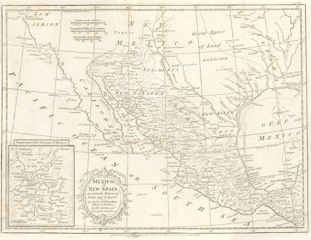 MEXICO/NEW SPAIN. 'Tecas' tribe & de la Salle's French colony in Texas 1795 map